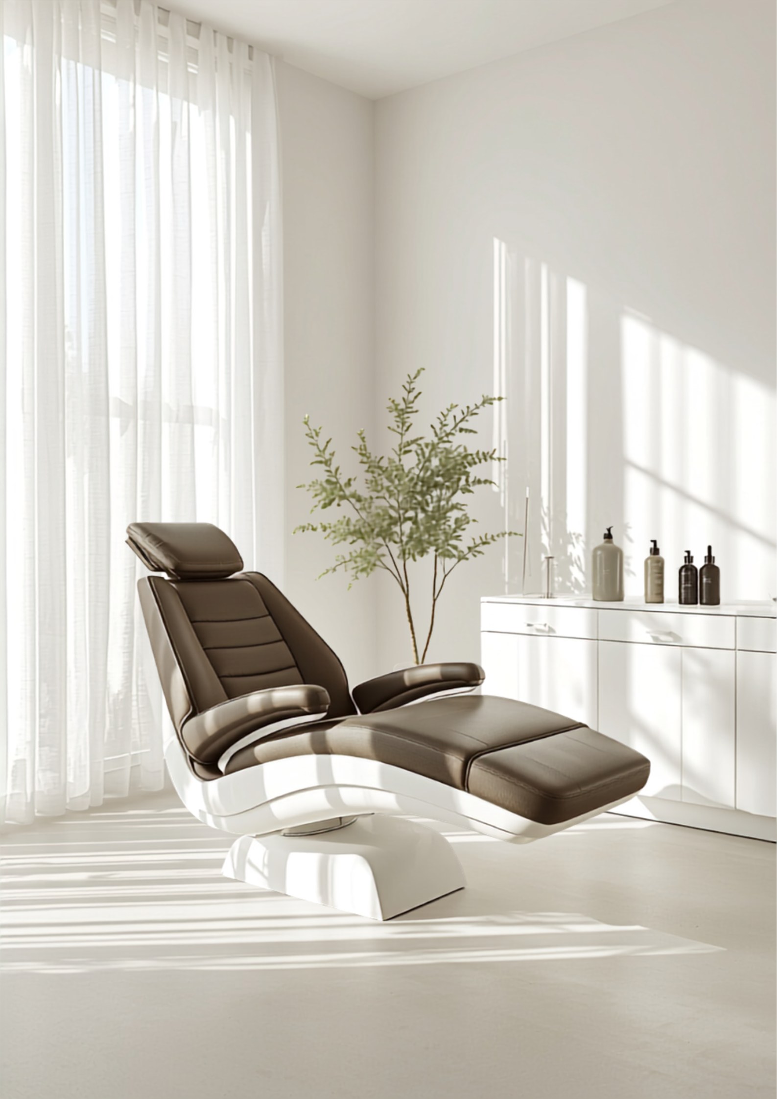 Calm, minimalist treatment room at Lumiere Clinic